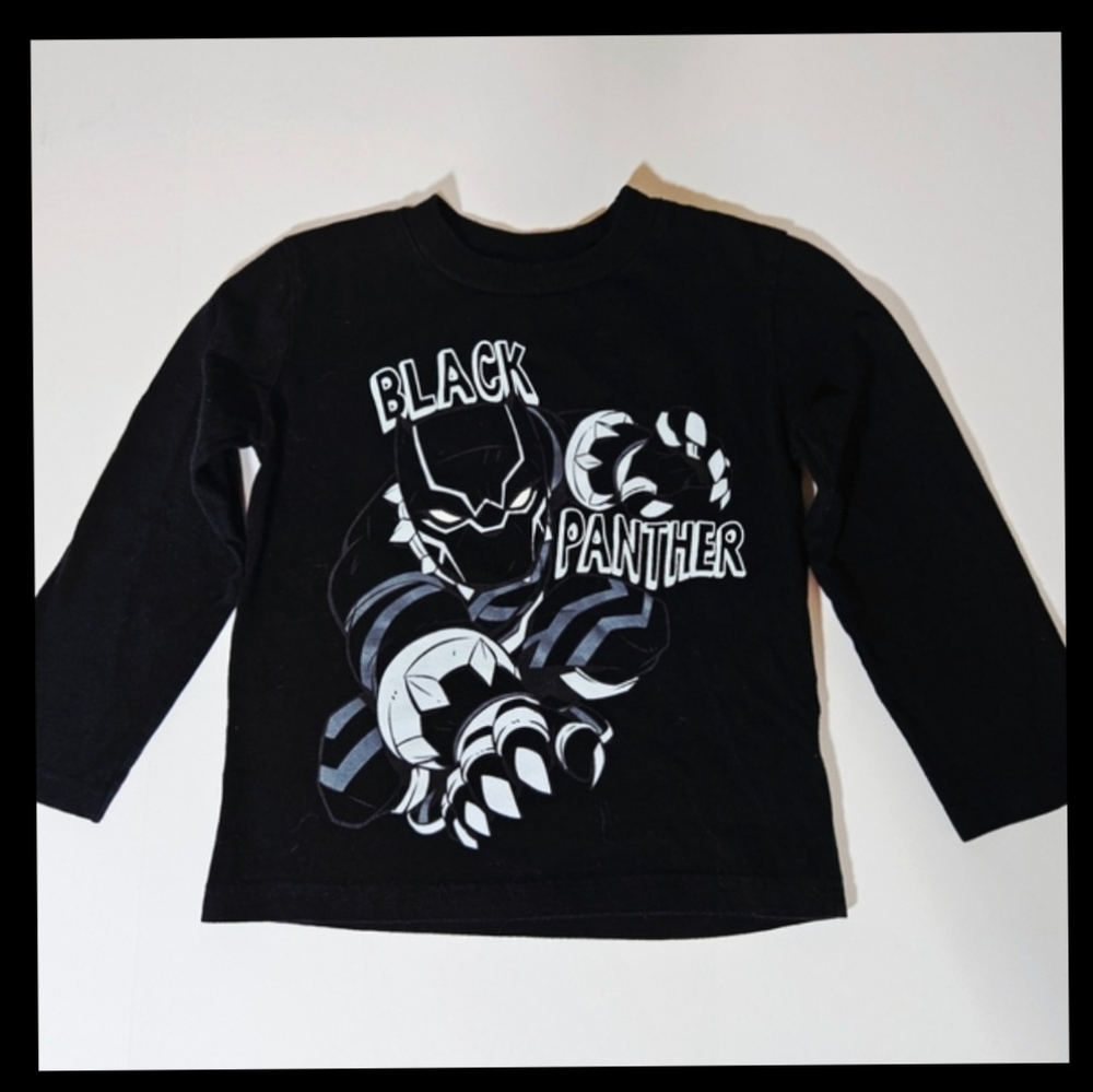 AVENGERS Black Panther Graphic Kids Long Sleeve Shirt Sz 4T
